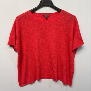 Eileen Fisher Short Sleeve Knit Sweater Size Large Organic Cotton Linen C056 -14